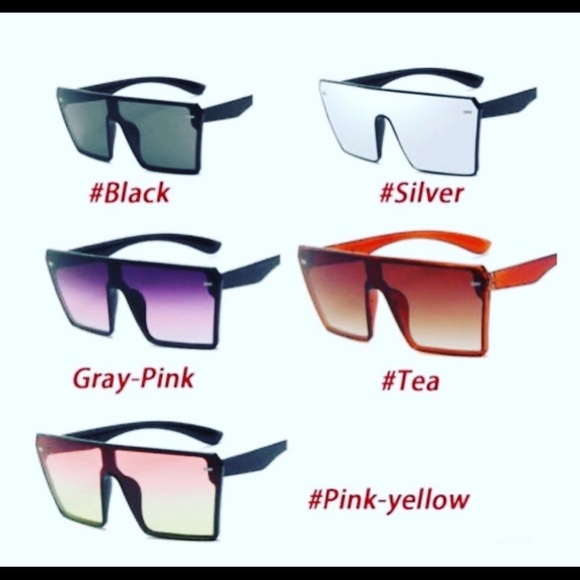 Silver metallic rectangular shield shades main image 7